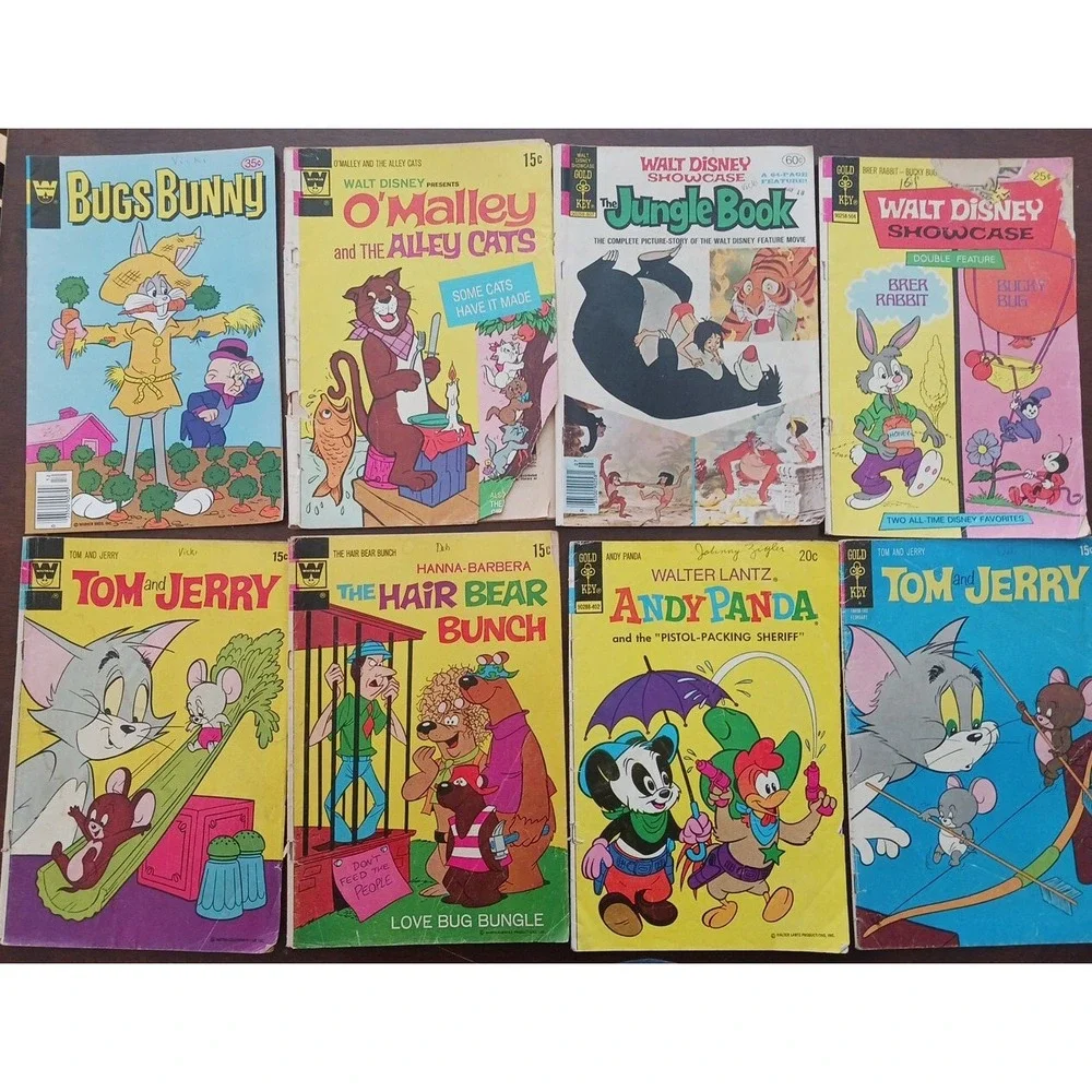 Lot of 8 Gold Key & Whitman Comic Books Hair Bears Bugs Tom & Jerry Brer Rabbit